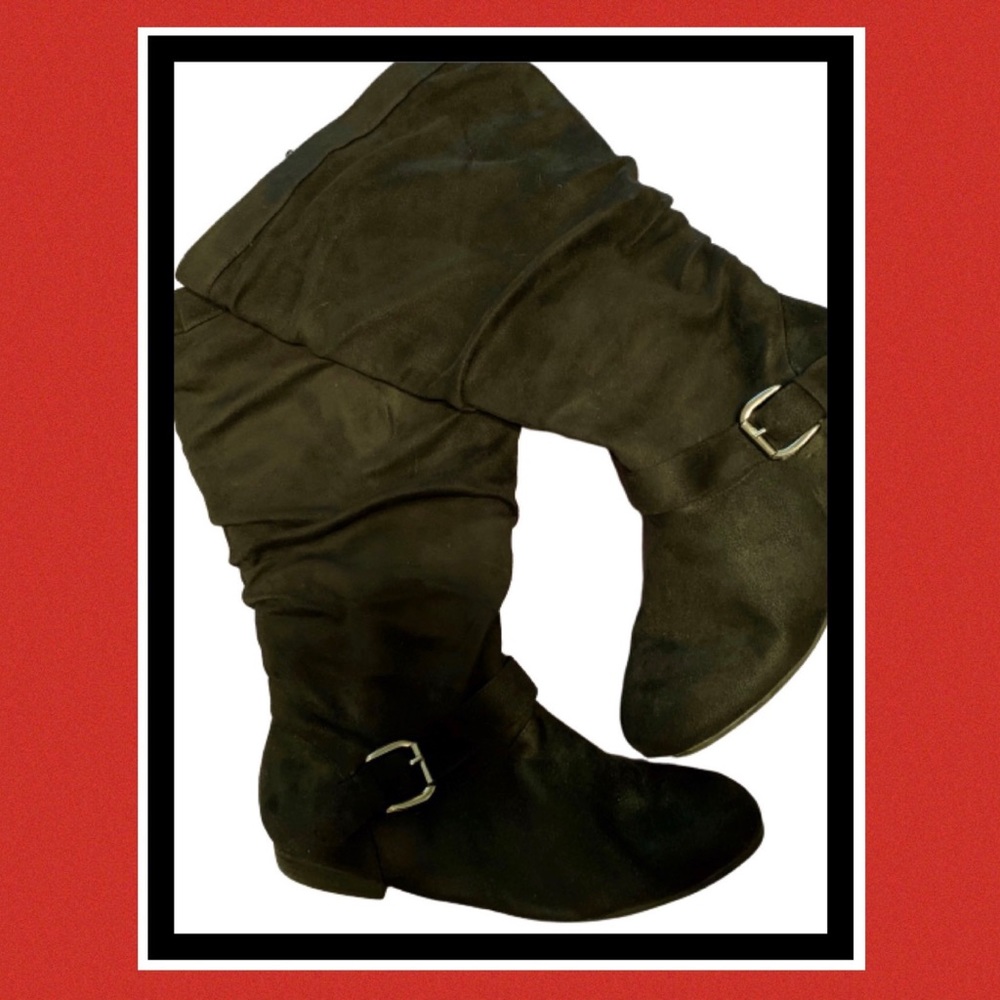Wide calf black faux suede boots 8.5WW